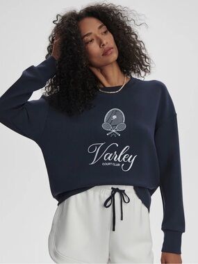 Varley Rasco Namesake Sweat Navy Blue and White Size M
